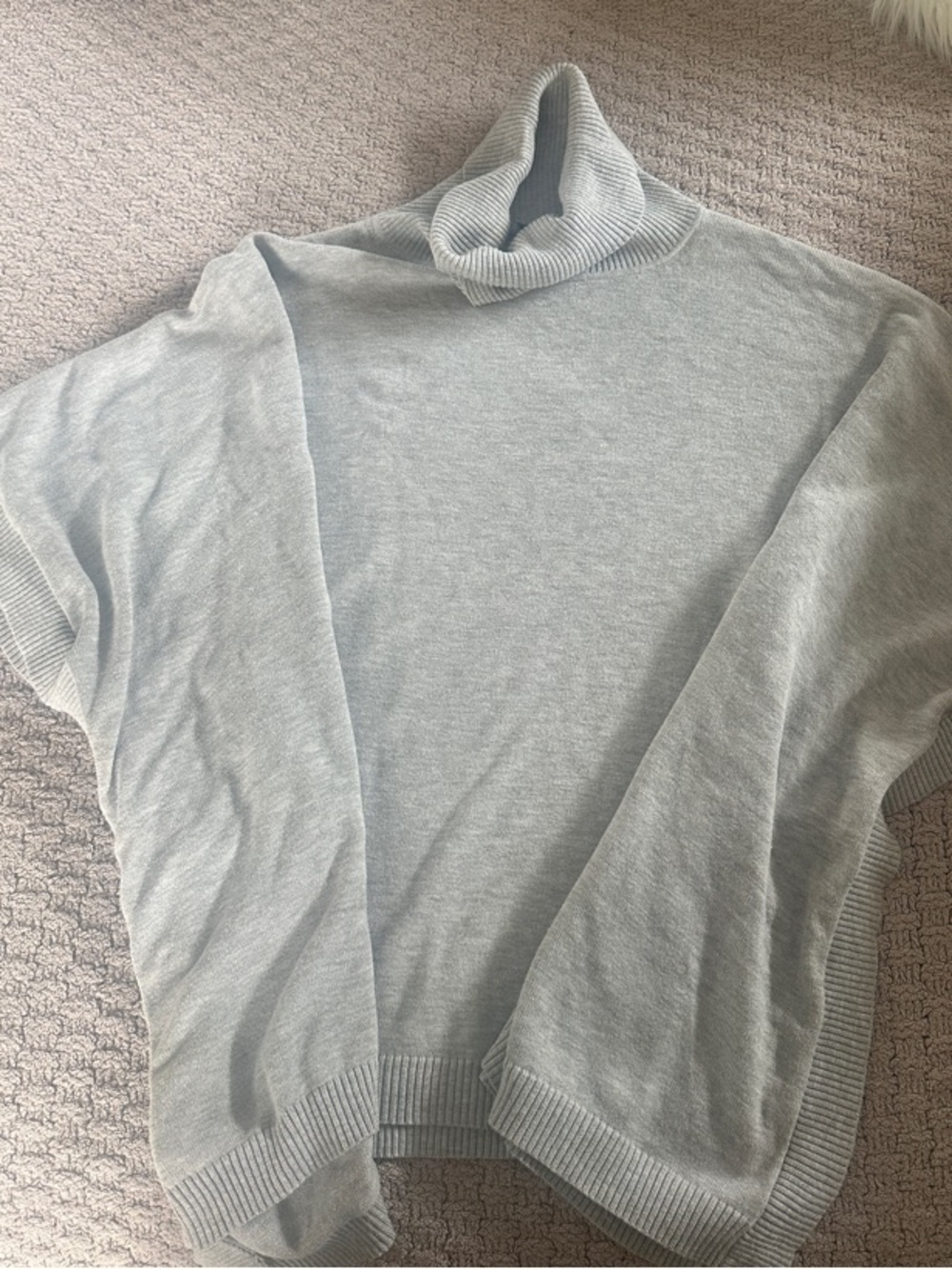 Light Gray Cowl Neck Sweater Poncho - Women's Cozy Layer